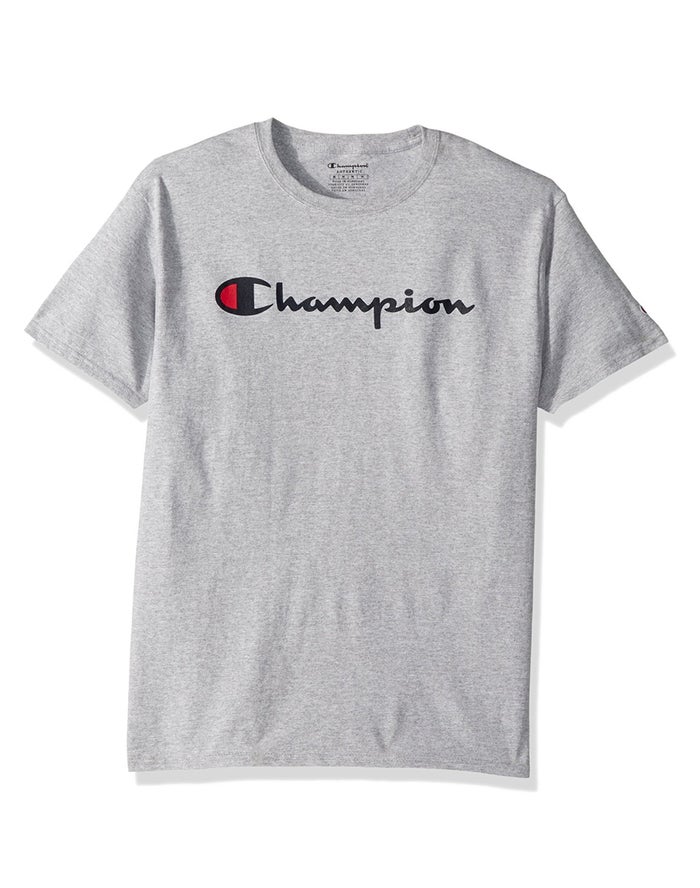 Champion Cotton Script Logo T-Shirt Meisjes - Grijs - Belgie 8564WAQVO